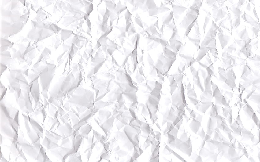 weiße Papierstruktur, weißes zerknittertes Papier, Makro, weißes Papier, Vintage-Textur, zerknittertes Papier, Papiertexturen mit einer Auflösung von 3840 x 2400. Hochwertiges HD-Hintergrundbild