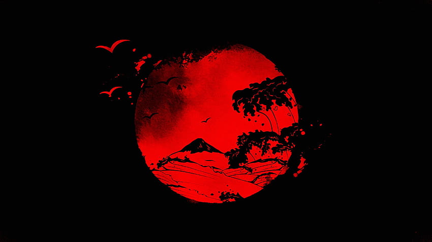: , ilustrasi, Bumi, Matahari, lingkaran, Jepang, malaikat yang jatuh, kegelapan, komputer , organ, fenomena geologi 1920x1080, red japanese Wallpaper HD