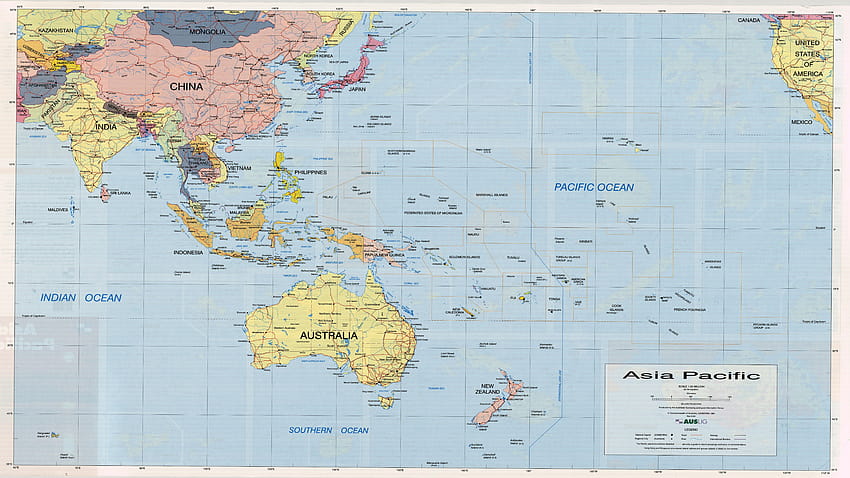 Mapa Azji i Pacyfiku, mapa Azji Tapeta HD