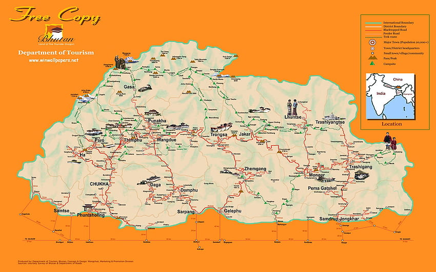 Bhutan, map of climate HD wallpaper
