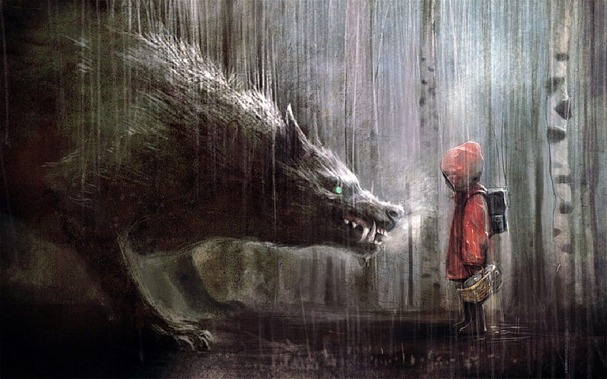 Big bad wolf, sad anime wolf HD wallpaper