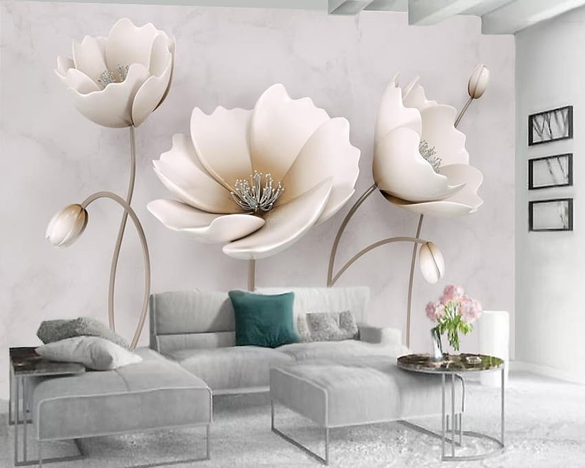 Custom 3d Floral Nordic Elegant Flower Textura de mármol Decoración para el hogar Sala de estar Dormitorio Cocina Revestimiento de paredes Mural de Yunlin189, $ 7.96 fondo de pantalla
