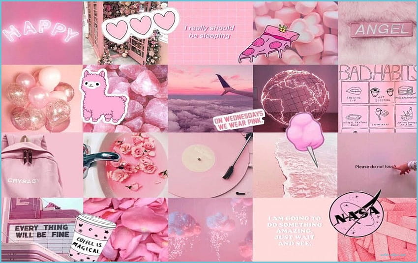 Pastelowy estetyczny laptop Tumblr, różowa estetyka Baddie Tapeta HD