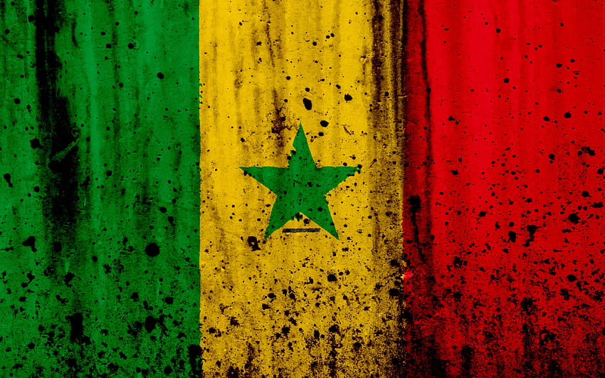 Senegalesische Flagge, Grunge, Flagge Senegals HD-Hintergrundbild