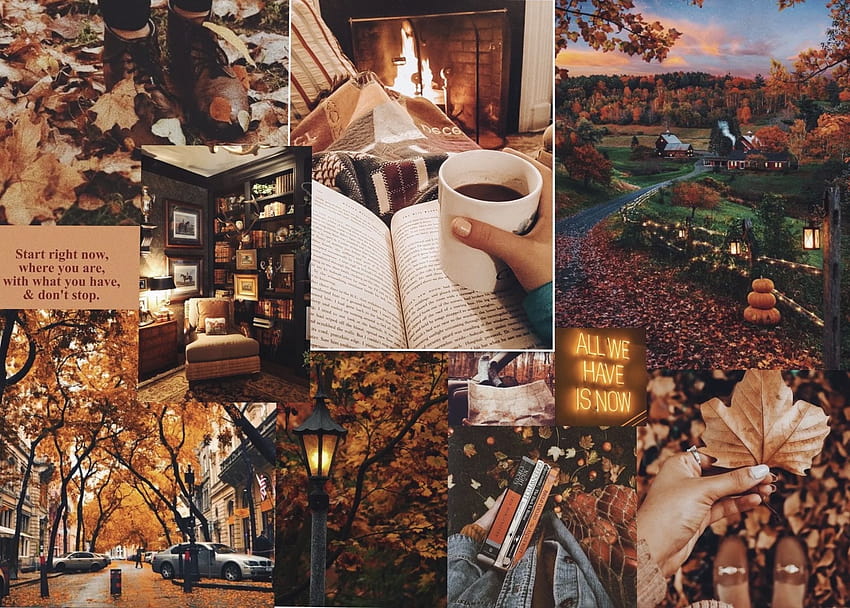 Autumn Fall Cosy Moodboard, Herbstästhetik-Laptop HD-Hintergrundbild