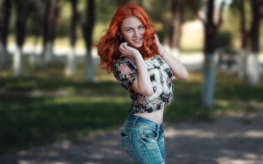 Redhead With Belly Button Piercing, belly piercing HD wallpaper
