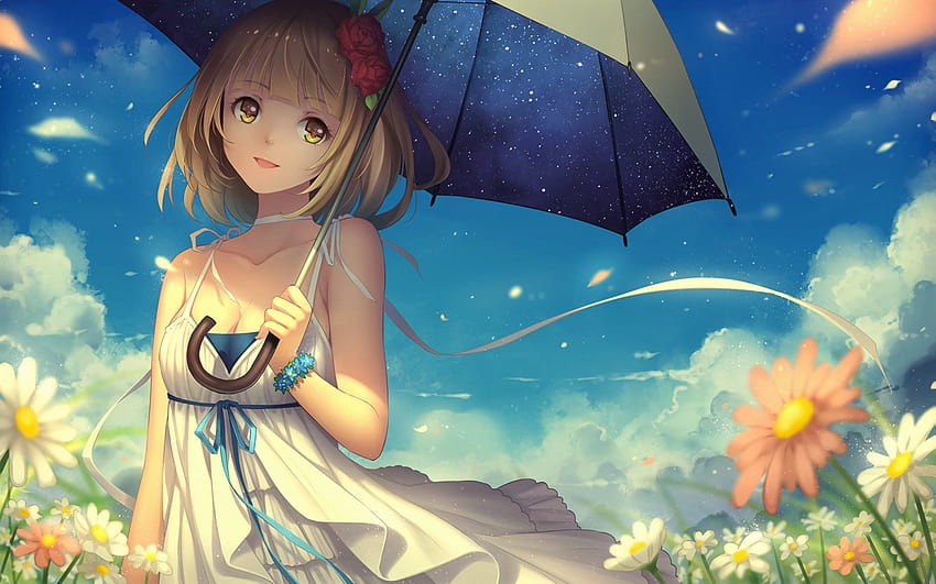 Anime Girl with Umbrella, cartoon girl with umbrella HD wallpaper