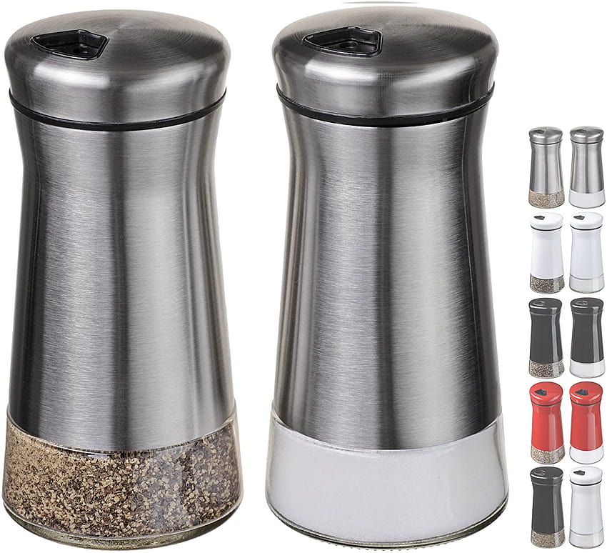 CHEFVANTAGE Salt and Pepper Shakers Set with Adjustable Holes HD wallpaper