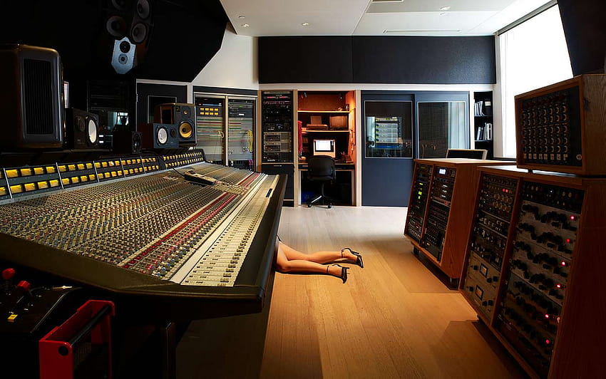 Music Studio Desk, estúdio de gravação papel de parede HD