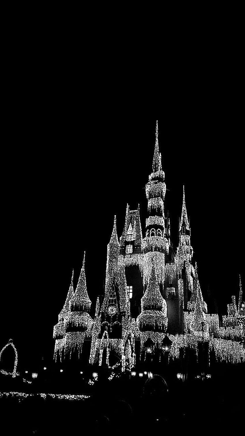 Cool black and white of the castle at Christmas, dark castelo HD phone wallpaper