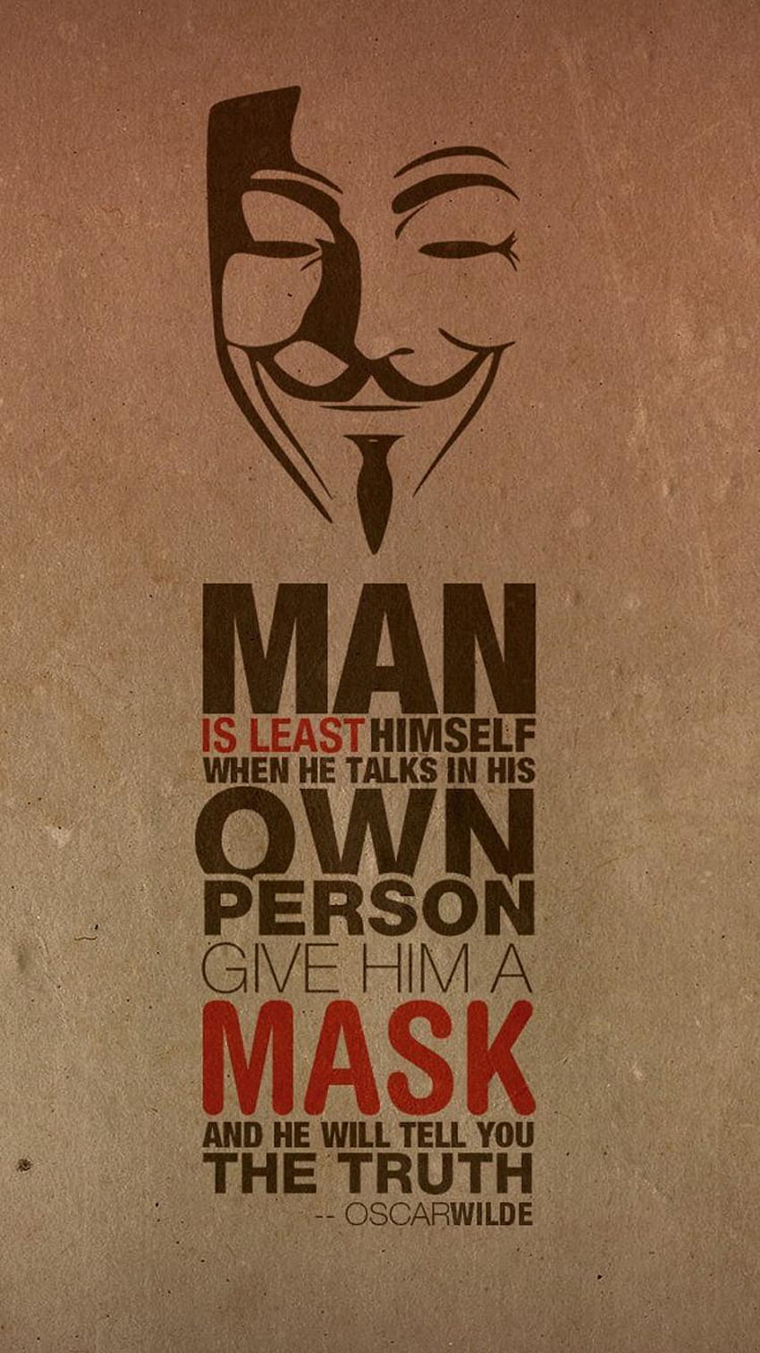 Truth Mask Oscar Wilde Quote – Mobile, mask mobile HD phone wallpaper