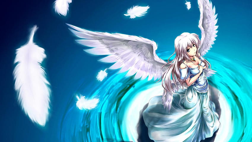 Anjo, desenho, bonito, anime, asas, HD wallpaper