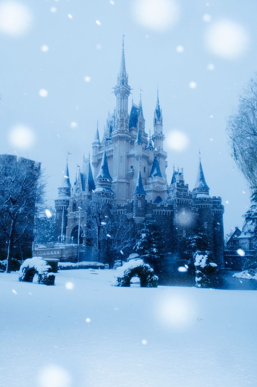La neve trasforma il Tokyo Disney Resort in un paese delle meraviglie invernale, storie invernali Sfondo del telefono HD