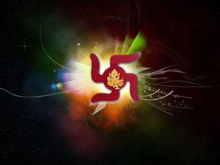 Conexión entre Dios Ganesha y el símbolo Swastik fondo de pantalla