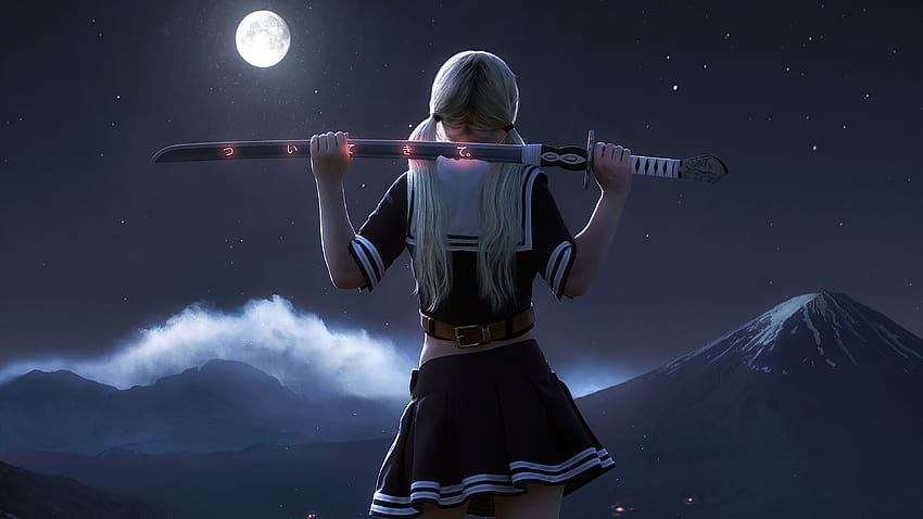 Chica con katana a la luz de la luna Anime Fondo de pantalla Ultra ID:6145,  katanas HD wallpaper | Pxfuel