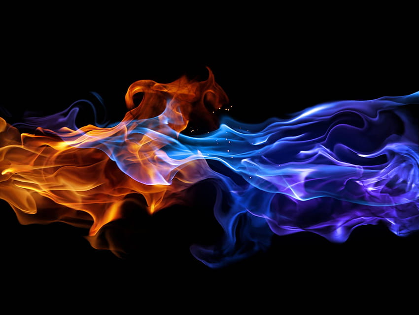 Резолюция на сини огнени пламъци с 3000x2250, син огнен фон HD тапет