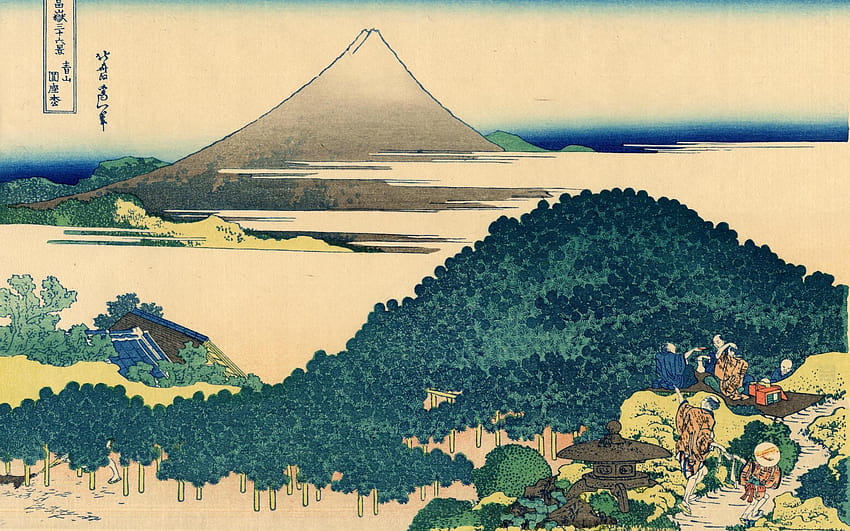 Hokusai, Kamakura'daki Yedi Leage Sahili HD duvar kağıdı