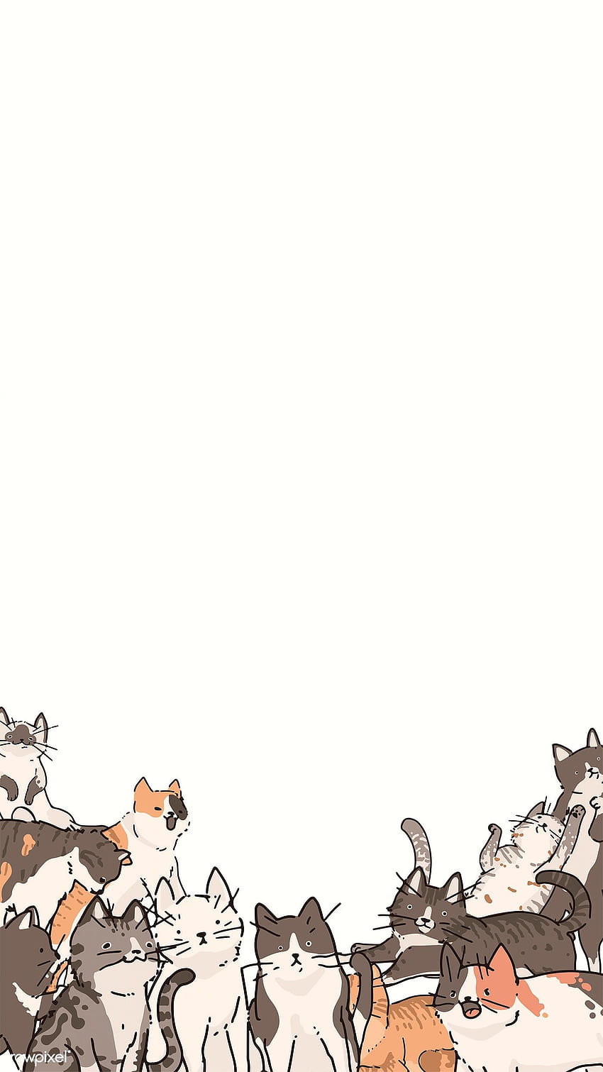 premium vector of Cats doodle pattern backgrounds vector 1199508, cute cartoon dogs and cats HD phone wallpaper