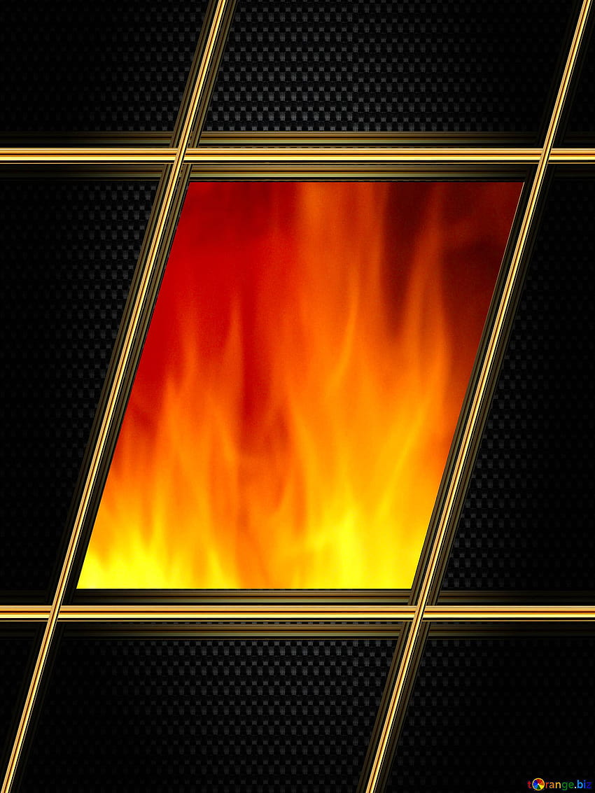 . Marco de líneas doradas Fire Carbon en CC, fuego dorado fondo de pantalla del teléfono