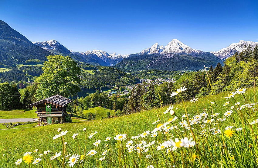 Bavaria Alps Germany Berchtesgaden Watzmann Nature Mountains HD wallpaper