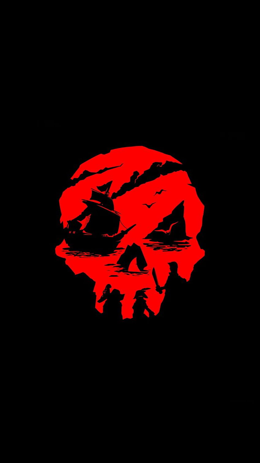 Sea of Thieves, Video game, red skull, art, 1080x1920 HD phone wallpaper