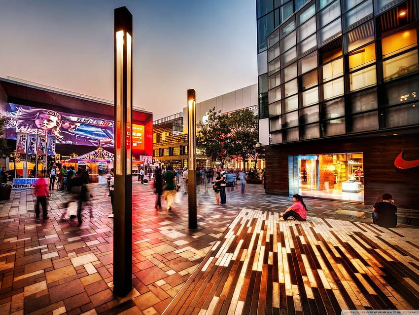 Obszar zakupów w Pekinie: wysoka rozdzielczość, centrum handlowe Tapeta HD
