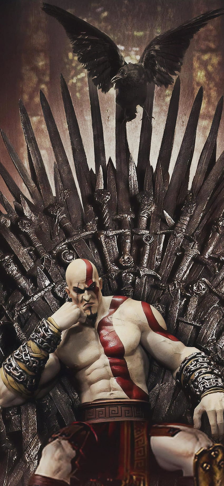 kratos on thrones iPhone X, iphone kratos HD phone wallpaper