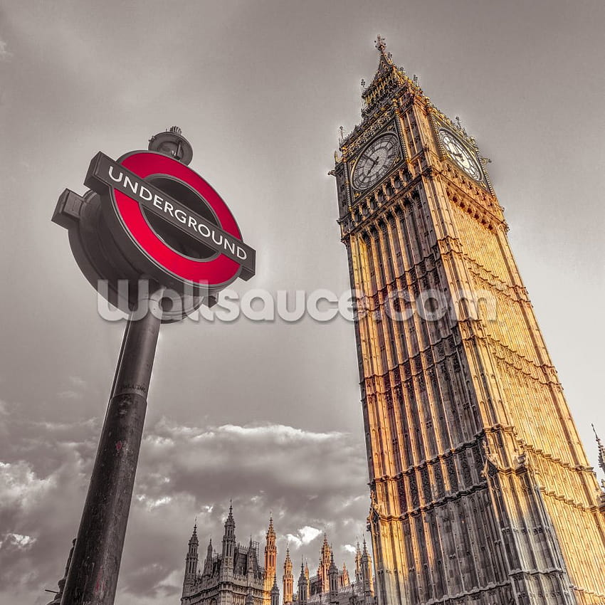 Cartel subterráneo con mural de pared Big Ben, casas subterráneas fondo de  pantalla del teléfono | Pxfuel