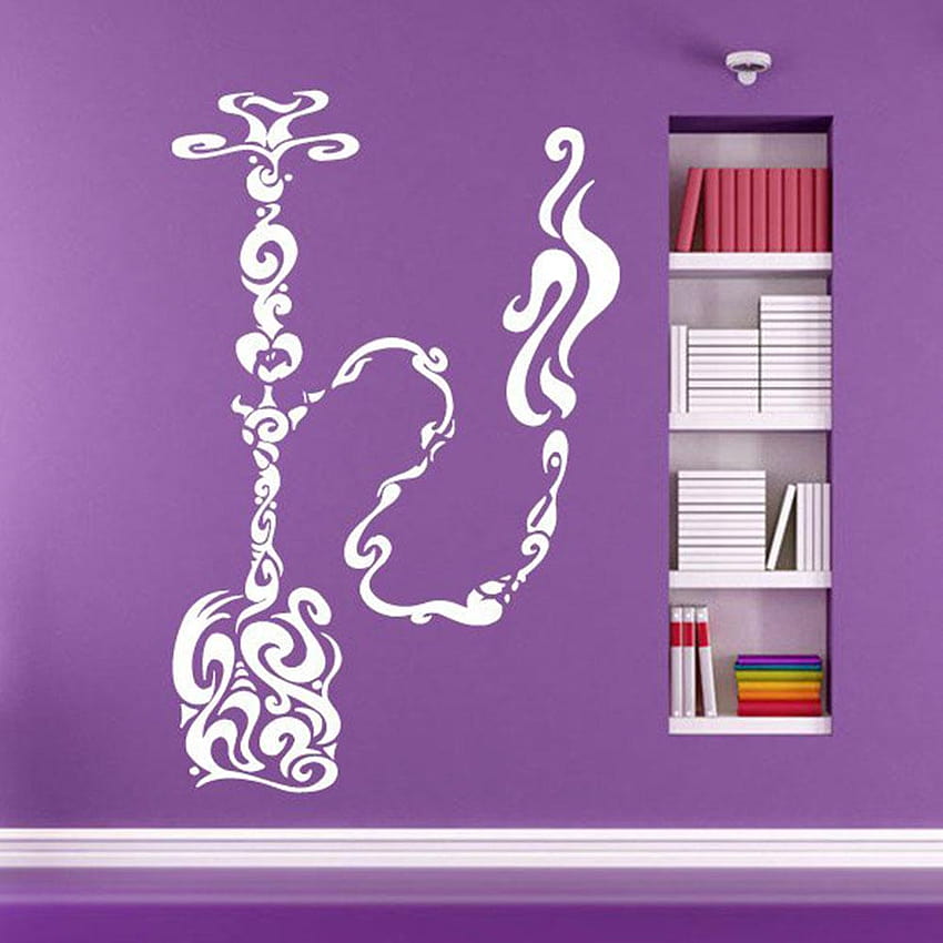 물 담뱃대 벽 데칼 아트 벽 스티커 물 담뱃대 조이 스티커에서 이동식 올드 패션 자기 접착제 흡연 담배 맛 패턴, $12.87 HD 전화 배경 화면