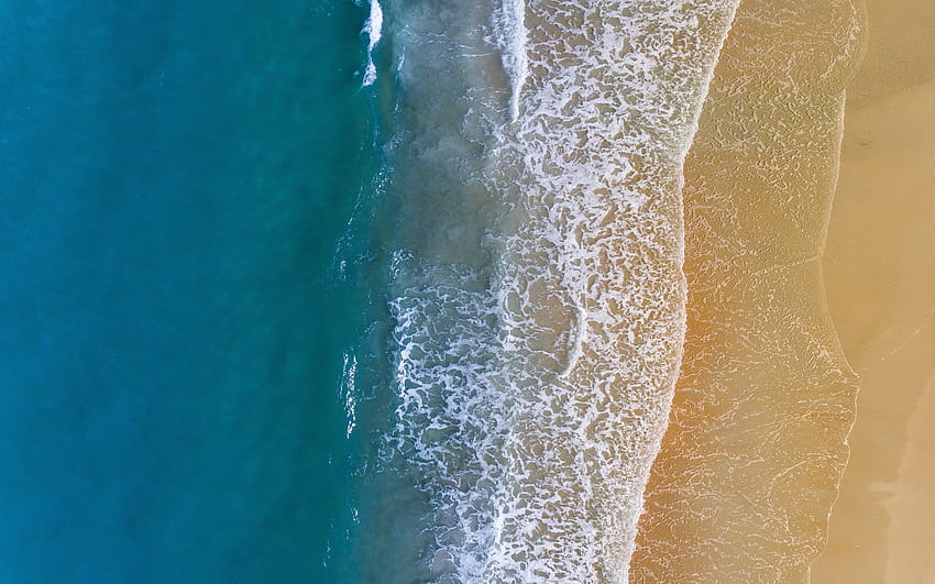 ocean, aero view, coast, top view, waves, beach, sand with resolution 2880x1800. High Quality, ocean waves beach sand coast HD wallpaper