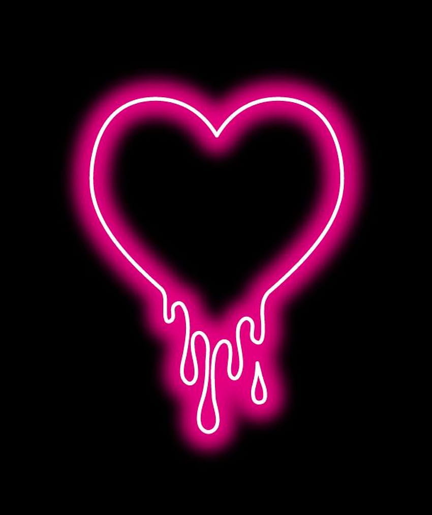 Dark Neon Pink Heart とろけるハート HD電話の壁紙