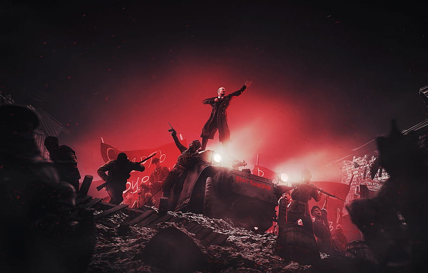 Red, People, Red, Communism, Communism, Lenin, Russia, Russia, Revolution, The Red Army, October, People, Revolution, People, Lenin, Armored car , section рендеринг, russian revolution HD wallpaper