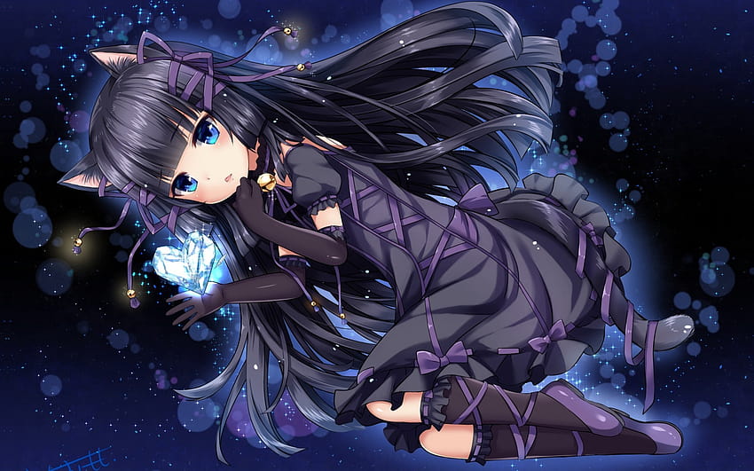 anime cantik, karya seni cg, kecantikan, ungu, ungu, ungu, anime ungu imut Wallpaper HD