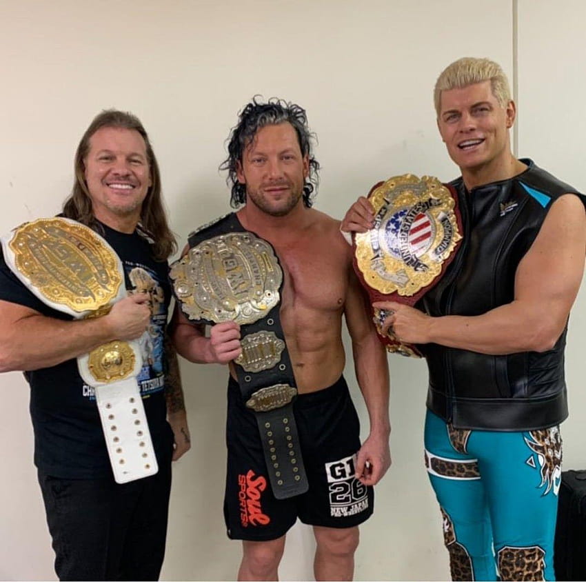 IWGP Champions Chris Jericho, Kenny Omega & Cody Rhodes, wrestle kingdom 14 HD wallpaper