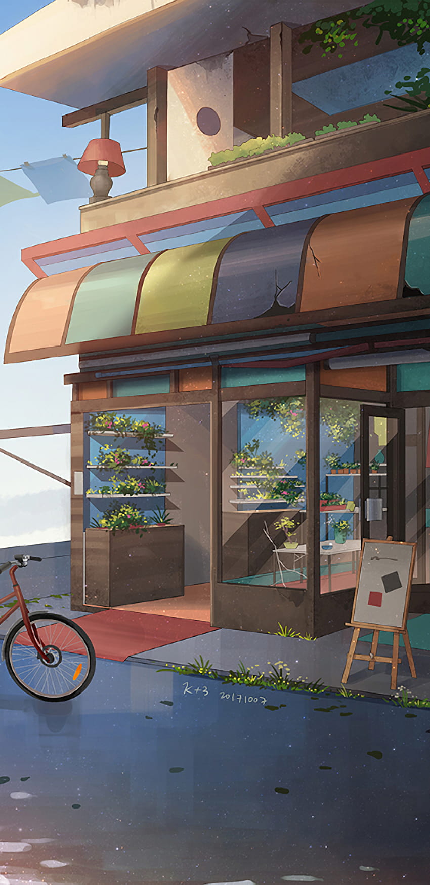 1440x2960 Anime Cafe, Boy, Fox, Scenic, Building for Samsung Galaxy S9, Note 9, S8, S8+, Google Pixel 3 XL HD phone wallpaper