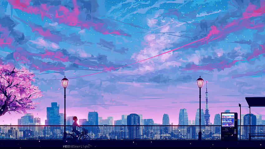Cenário de paisagem de paisagem urbana de anime, paisagem, cenário de cidade de anime papel de parede HD