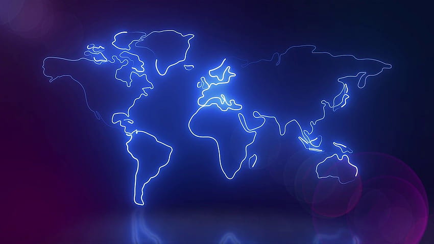 Profilo astratto della mappa del mondo Sfondi animati di luci al neon incandescente Sfondo HD