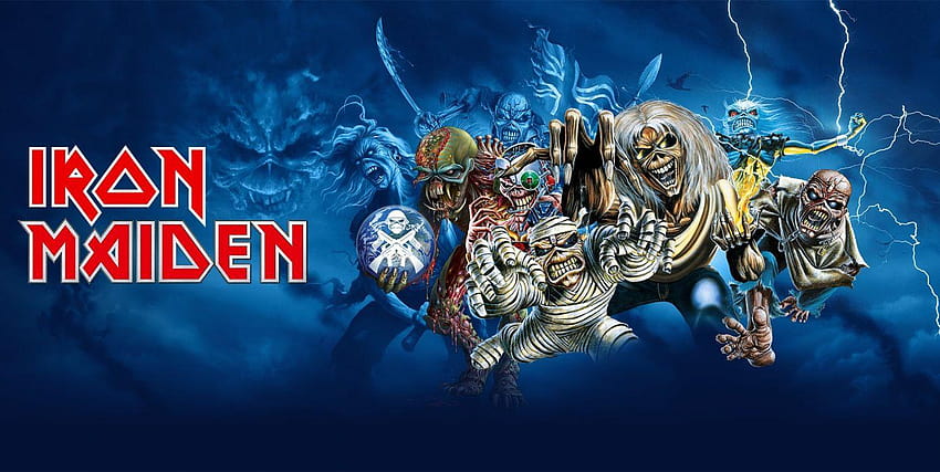 IRON MAIDEN heavy metal power artwork fantasy dark evil evil eddie skull, iron maiden logo Wallpaper HD