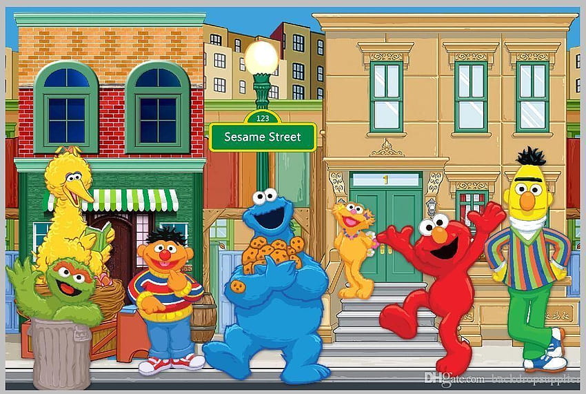 2018 7x5ft Sesame Street Elmo Dunia Latar Belakang Studio Kustom, latar belakang elmo Wallpaper HD
