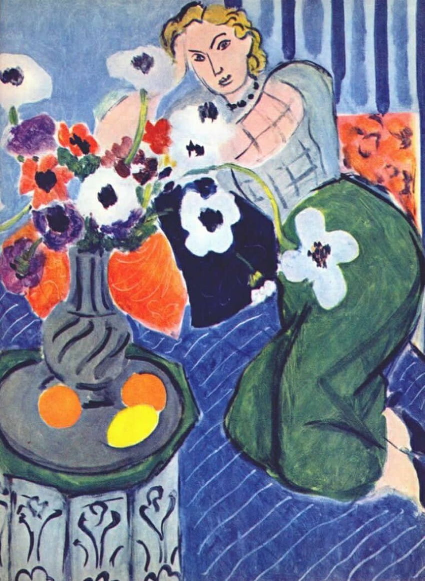 Matisse Kadın leri. Anemonlar ve Kadın, Henri Matisse Phone HD telefon duvar kağıdı