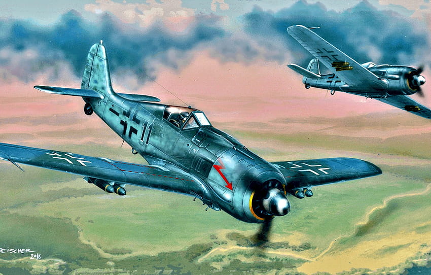 Niemcy, atak, siły powietrzne, Fw 190, Focke, focke wulf Tapeta HD