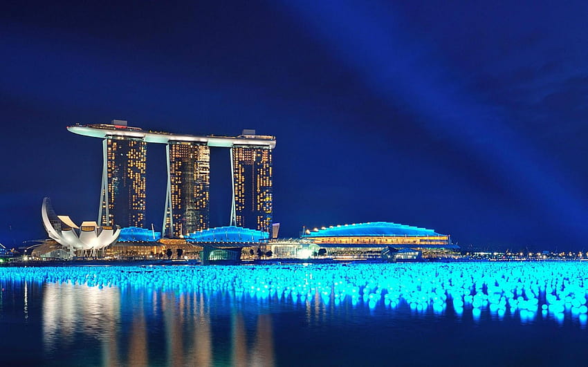 Marina Bay Sands Singapore Architecture Building Night Backgrounds HD wallpaper