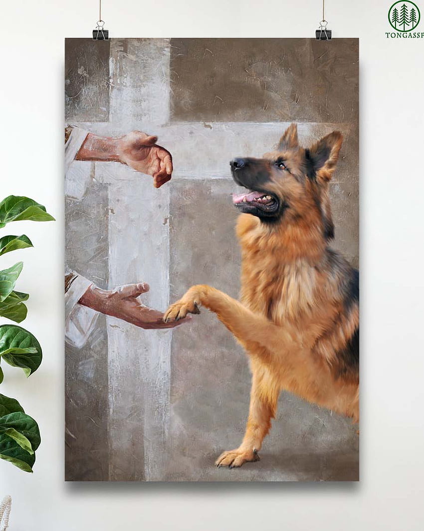 Немска овчарка, божествена ръка, спаси ни за любителите на кучета Плакат 100% автентичен HD тапет за телефон