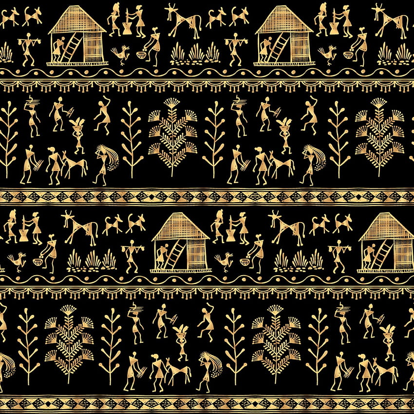 PosterMonk Hand Draw Warli Art Collection Wooden Framed Wall Hanging  Painting (8x8-Inch) : Amazon.in: Home & Kitchen