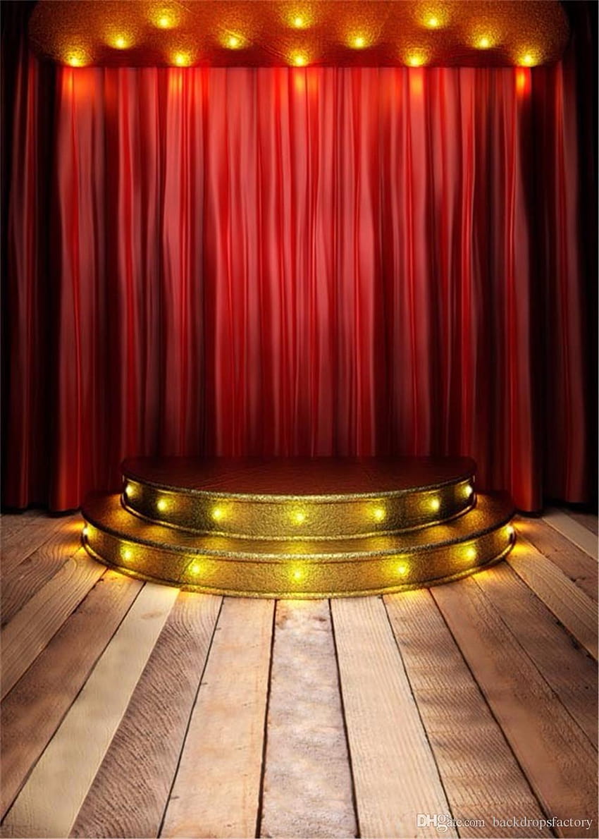2018 レッド カーテン ステージ グラフィティ 背景 ウッド フローリング ゴールド、舞台背景 HD電話の壁紙