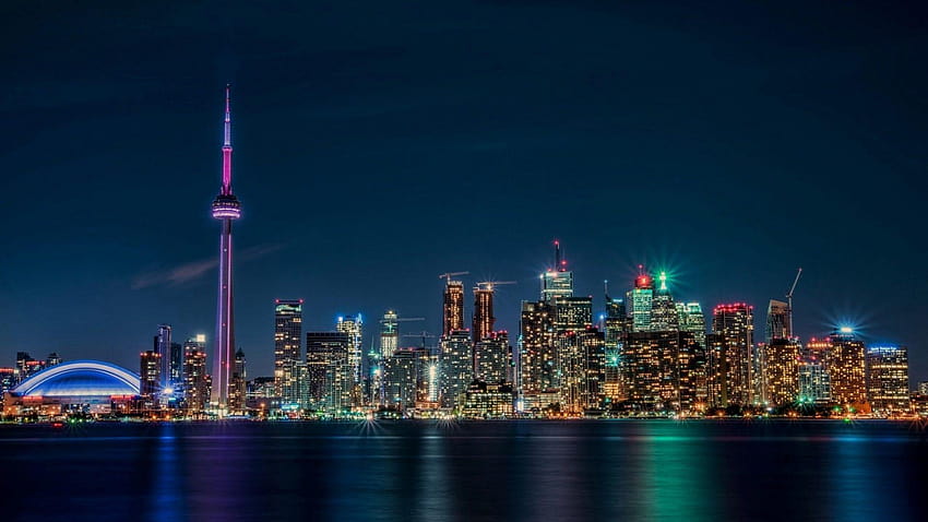 toronto skyline at sunset HD wallpaper