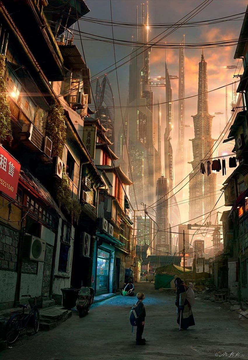 futuristic, Skyscraper, China, Asia, Futuristic city, Artwork, Street, Alleyway, Cyberpunk / and Mobile Backgrounds HD phone wallpaper