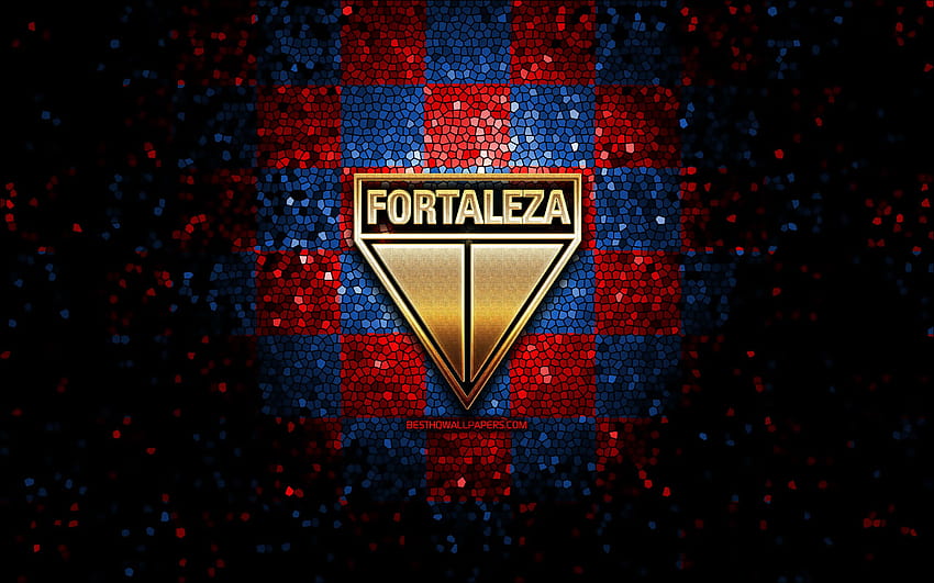 Fortaleza FC, logotipo brilhante, Serie A, azul vermelho papel de parede HD