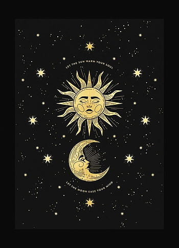 Sleepy Sun  Moon ColetteLrsn celestial crescent moon cute moon moon  and stars HD phone wallpaper  Peakpx