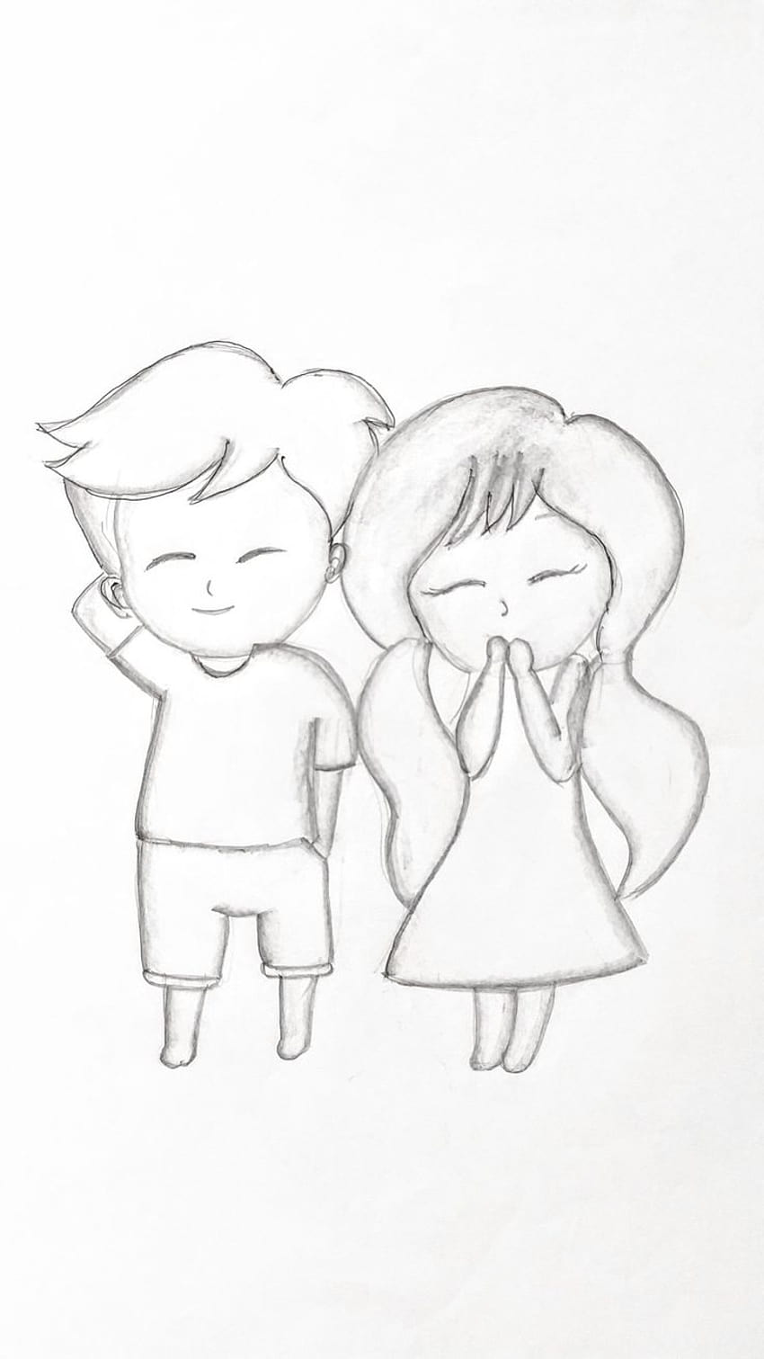 Cute boy and a Cute girl Pencil Sketch, easy pencil sketch HD phone wallpaper